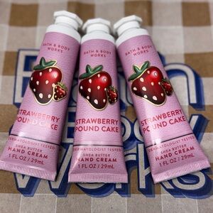 NEW B&BW(3) Strawberry Pound Cake Hand Creams 1 fl Oz each
